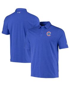 Мужская рубашка-поло Royal Chicago Cubs Charged Tri-Blend Performance с принтом меланжевого цвета Under Armour