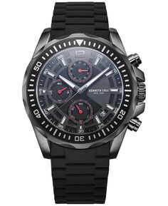 Мужские часы с хронографом, черный силиконовый ремешок, 43 мм Kenneth Cole