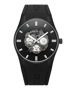 Мужские многофункциональные часы с черным силиконовым ремешком, 42 мм Kenneth Cole New York