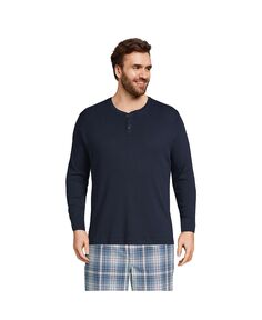 Мужская большая и высокая трикотажная пижама в рубчик с футболкой Henley Lands&apos; End