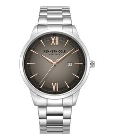Мужские кварцевые тонкие серебристые часы из нержавеющей стали, 43 мм Kenneth Cole New York