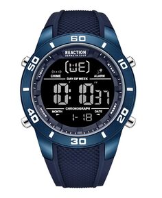Мужские цифровые часы с синим силиконовым ремешком, 49 мм Kenneth Cole Reaction