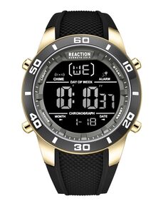 Мужские цифровые часы с черным силиконовым ремешком, 49 мм Kenneth Cole Reaction