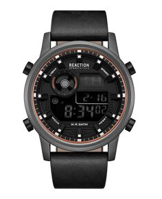 Мужские цифровые часы с черным ремешком из синтетической кожи, 46 мм Kenneth Cole Reaction