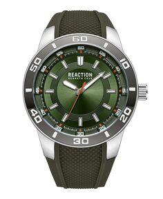 Мужские спортивные часы с тремя стрелками, зеленый силиконовый ремешок, 49 мм Kenneth Cole Reaction
