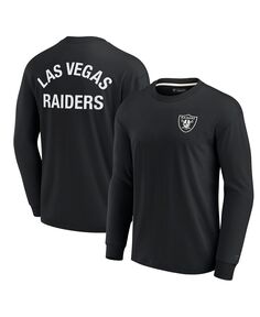 Черная мужская и женская супермягкая футболка с длинным рукавом Las Vegas Raiders Fanatics Signature