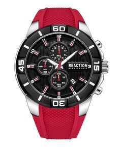 Мужские деловые спортивные часы с красным силиконовым ремешком, 48 мм Kenneth Cole Reaction