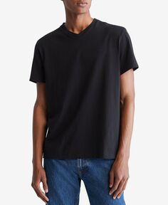 Мужская однотонная футболка из гладкого хлопка с v-образным вырезом Calvin Klein
