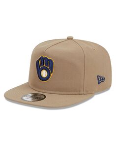 Мужская регулируемая кепка для гольфа Milwaukee Brewers цвета хаки New Era