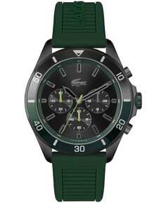 Мужские часы с хронографом Tiebreaker, зеленый силиконовый ремешок, 44 мм Lacoste