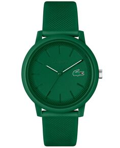 Мужские часы L.12.12 с зеленым силиконовым ремешком 42 мм Lacoste