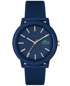 Мужские часы L.12.12 темно-синего цвета с силиконовым ремешком, 42 мм Lacoste