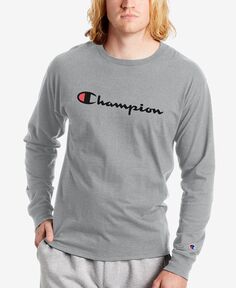 Мужская футболка с длинным рукавом и надписью-логотипом Champion