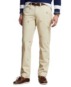 Мужские брюки чинос прямого кроя с вышивкой Polo Ralph Lauren