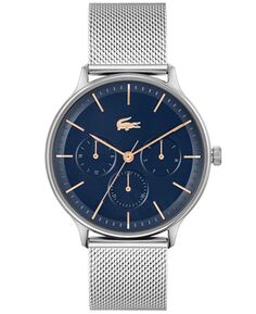 Мужские часы Lacoste Club серебристого цвета с сетчатым браслетом из нержавеющей стали, 42 мм