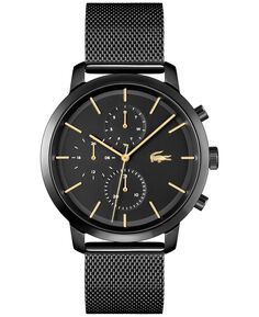 Мужские черные часы Replay из нержавеющей стали с сетчатым браслетом, 44 мм Lacoste