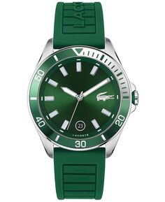 Мужские часы Tiebreaker с зеленым силиконовым ремешком, 43 мм Lacoste