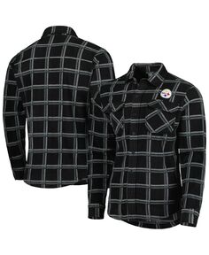 Мужская черная фланелевая куртка-рубашка на пуговицах Pittsburgh Steelers Industry Antigua
