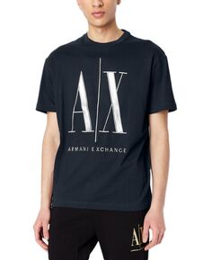Мужская футболка с круглым вырезом с короткими рукавами и металлизированным логотипом Iconic Armani Exchange