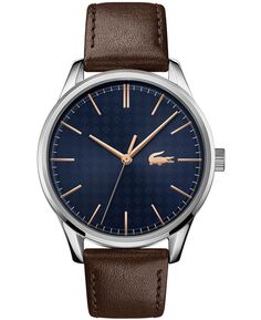 Мужские часы Вена-коричневый с кожаным ремешком, 42 мм Lacoste