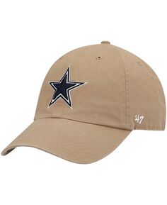 Мужская бейсболка цвета хаки Dallas Cowboys Primary Clean Up &apos;47 Brand