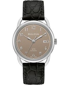 LIMITED EDITION Мужские швейцарские автоматические часы Joseph Bulova с черным кожаным ремешком, 38,5 мм