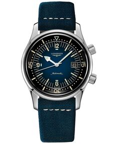 Мужские швейцарские автоматические часы Legend Diver с синим кожаным ремешком, 42 мм Longines