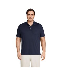 Мужская супермягкая рубашка-поло Supima с короткими рукавами и карманами для больших и высоких размеров Lands&apos; End