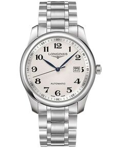 Мужские швейцарские автоматические часы-браслет из нержавеющей стали серебристого цвета, 40 мм Longines