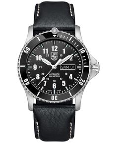 Мужские швейцарские автоматические спортивные часы с таймером, черный кожаный ремешок, 42 мм Luminox
