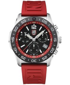 Мужские швейцарские часы с хронографом Pacific Diver с красным каучуковым ремешком, 44 мм Luminox
