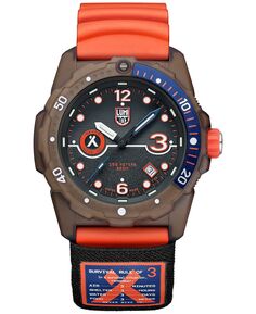 Мужские часы Swiss Bear Grylls x TIDE из переработанного океанского материала Rule of 3 Sea Series, оранжевый каучуковый ремешок, 42 мм Luminox