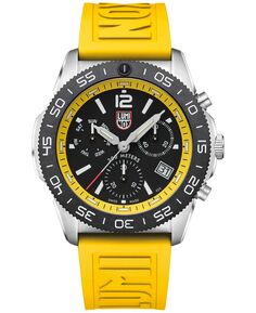 Мужские швейцарские часы с хронографом Pacific Diver с желтым каучуковым ремешком, 44 мм Luminox
