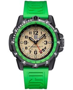Мужские часы Swiss Commando Raider Military GMT с зеленым каучуковым ремешком, 46 мм Luminox