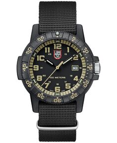 Мужские швейцарские часы в кожаной обложке Sea Turtle Giant Dive, черные часы с ремешком НАТО, 44 мм Luminox