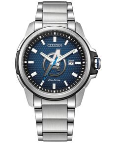 Часы «Мстители: Сага Бесконечности», серебристый браслет из нержавеющей стали, 45 мм Citizen