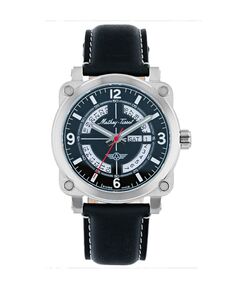 Мужские часы Pilot Collection с тремя стрелками и датой, черный ремешок из натуральной кожи, 43 мм Mathey-Tissot