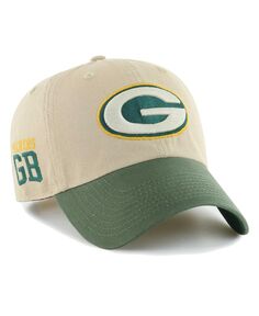 Мужская регулируемая шляпа цвета хаки, зеленого Green Bay Packers Ashford Clean Up &apos;47 Brand