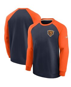 Мужской темно-синий оранжевый свитер Chicago Bears Historic Raglan Crew Performance Nike