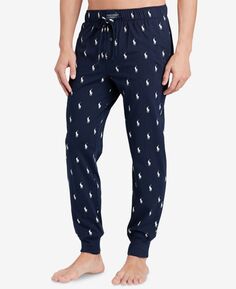 Мужские легкие хлопковые пижамные брюки с логотипом Polo Ralph Lauren