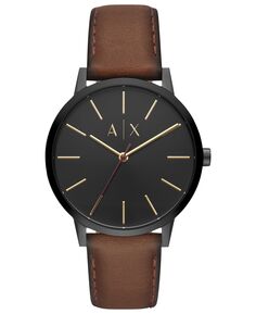 Мужские часы с коричневым кожаным ремешком, 42 мм Armani Exchange