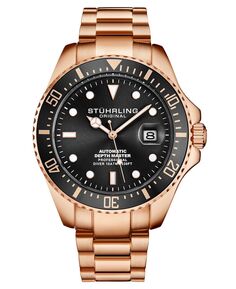 Мужские часы Depthmaster из нержавеющей стали с браслетом и звеньями розового золота, 43 мм Stuhrling