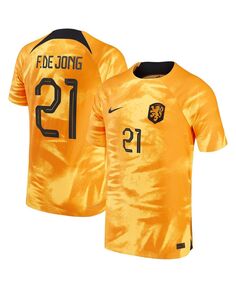 Мужская футболка Frenkie de Jong Orange, сборная Нидерландов 2022/23, домашняя футболка Vapor Match Authentic Player Nike