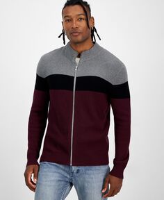 Мужской хлопковый свитер с молнией во всю длину с цветными блоками I.N.C. International Concepts