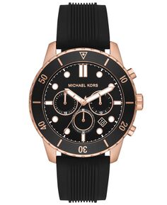 Мужские часы Cunningham с хронографом, черные силиконовые, 44 мм Michael Kors