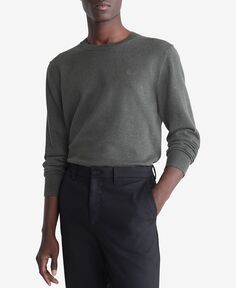 Мужской компактный хлопковый свитер с круглым вырезом классического кроя с монограммой Calvin Klein