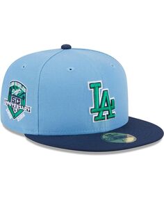 Мужская светло-синяя, темно-синяя шляпа-комбинезон Los Angeles Dodgers Green Undervisor 59FIFTY New Era