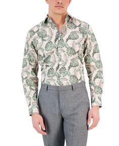 Мужская классическая рубашка узкого кроя с ботаническим принтом Hoja Bar III