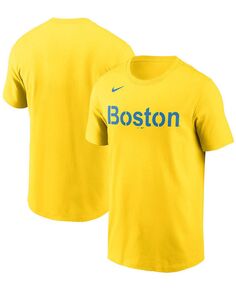 Мужская золотая футболка Boston Red Sox City Connect с надписью Nike