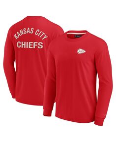 Мужская и женская красная супермягкая футболка Kansas City Chiefs с длинным рукавом Fanatics Signature